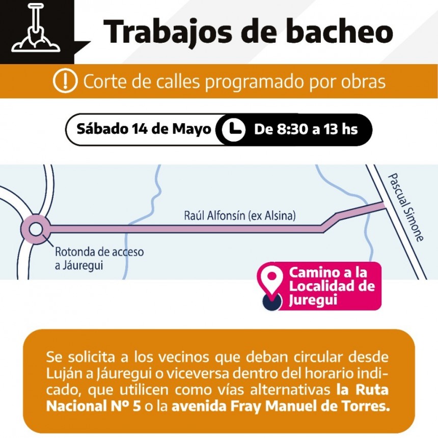 Por trabajos de bacheo, este sábado habrá un corte total en avenida Presidente Alfonsín